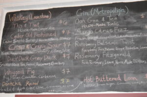 An example of Loon Liquor's ever changing cocktail menu